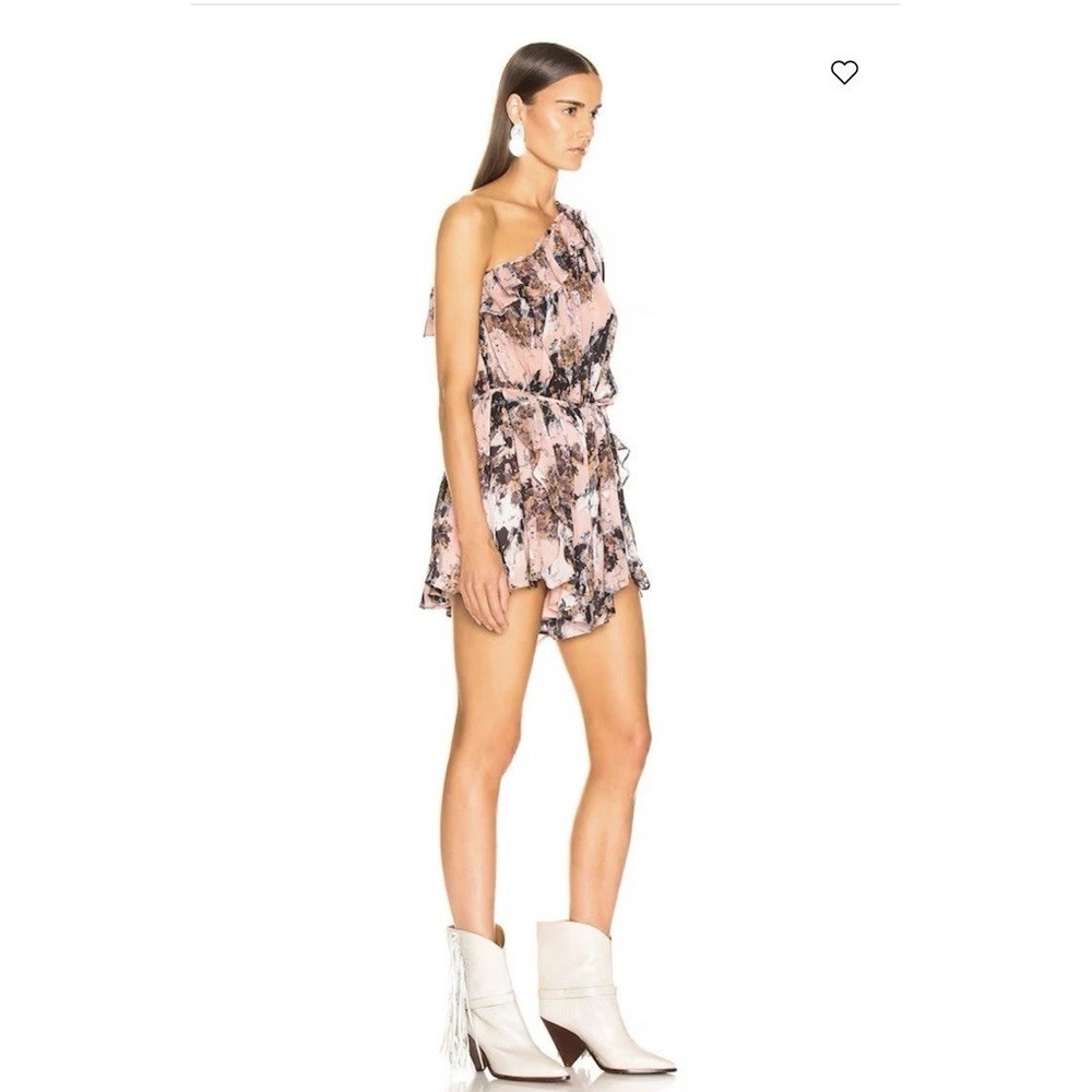 IRO Energy One Shoulder Floral Romper Pink Nude Silk Look Size 36 US 4 - Picture 4 of 6